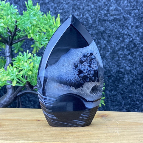 Black Agate Geode Torch-ToShay.org