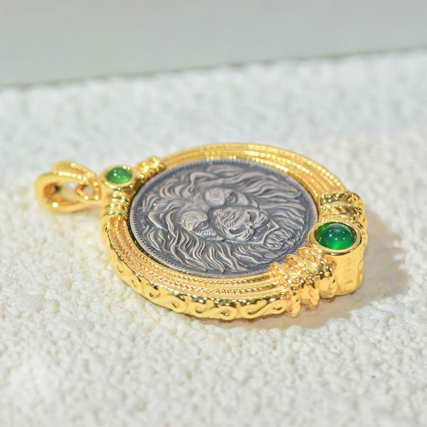 Gold Lion Head Coin Pendant-ToShay.org