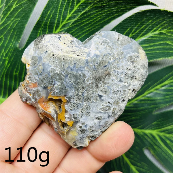 Yellow Chalcopyrite Agate Heart-ToShay.org