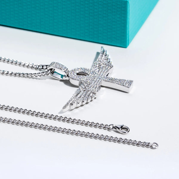 Silver Diamond Ankh Pendant-ToShay.org