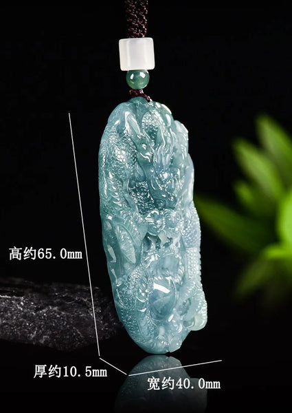 Blue Jade Dragon Pendant-ToShay.org