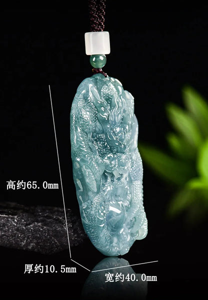 Blue Jade Dragon Pendant-ToShay.org