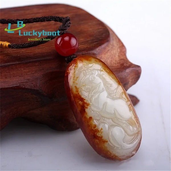 Yellow Jade Horse Pendant-ToShay.org