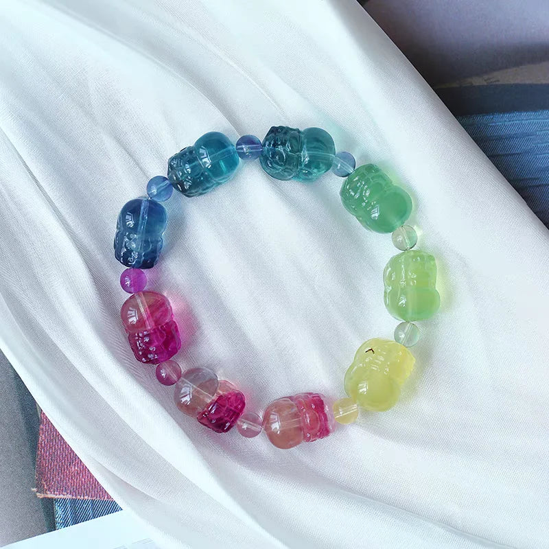 Rainbow Fluorite Pi Xiu Bracelet-ToShay.org