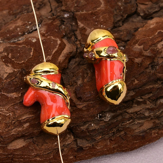 Orange Coral Branch Beads-ToShay.org