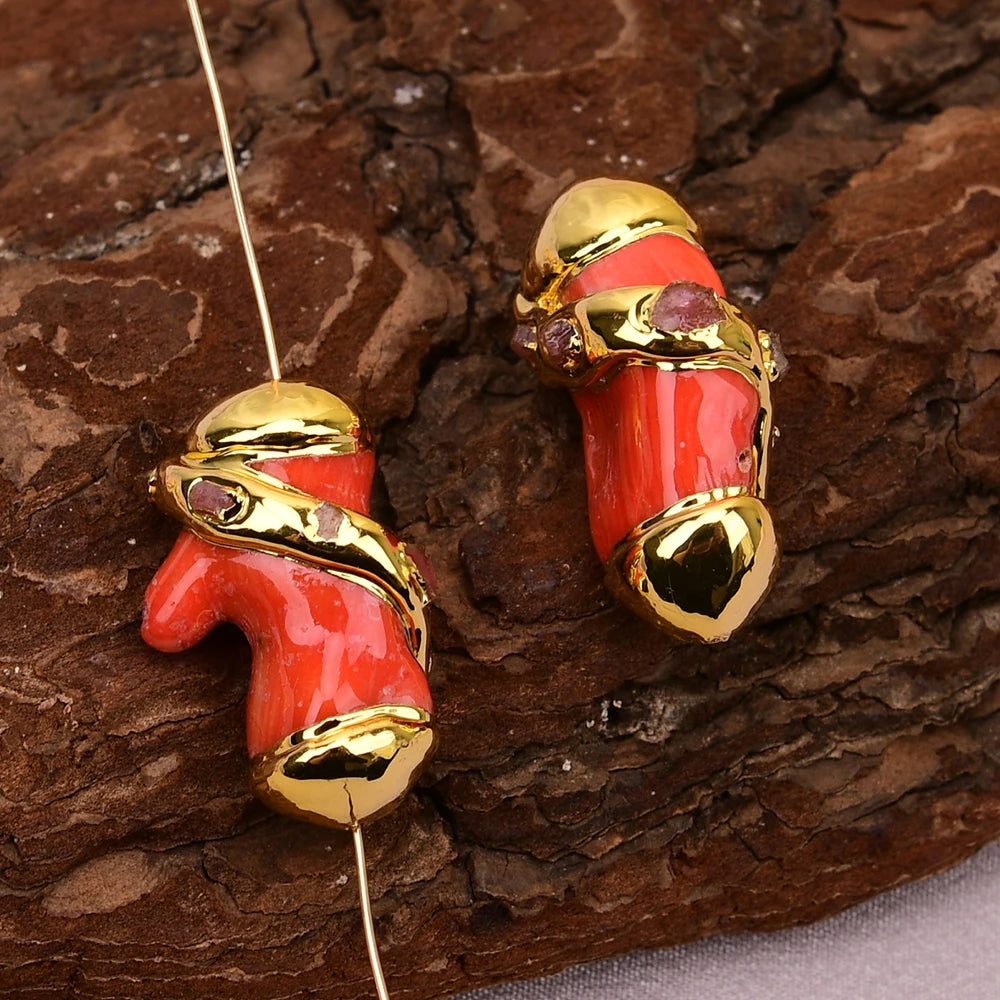 Orange Coral Branch Beads-ToShay.org