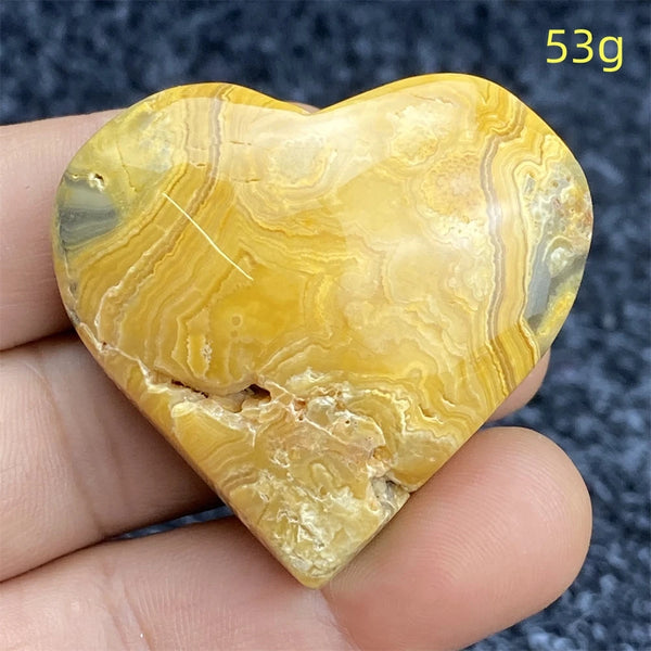 Yellow Crazy Agate Hearts-ToShay.org