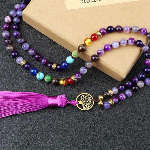 Chakra Purple Agate Japamala-ToShay.org