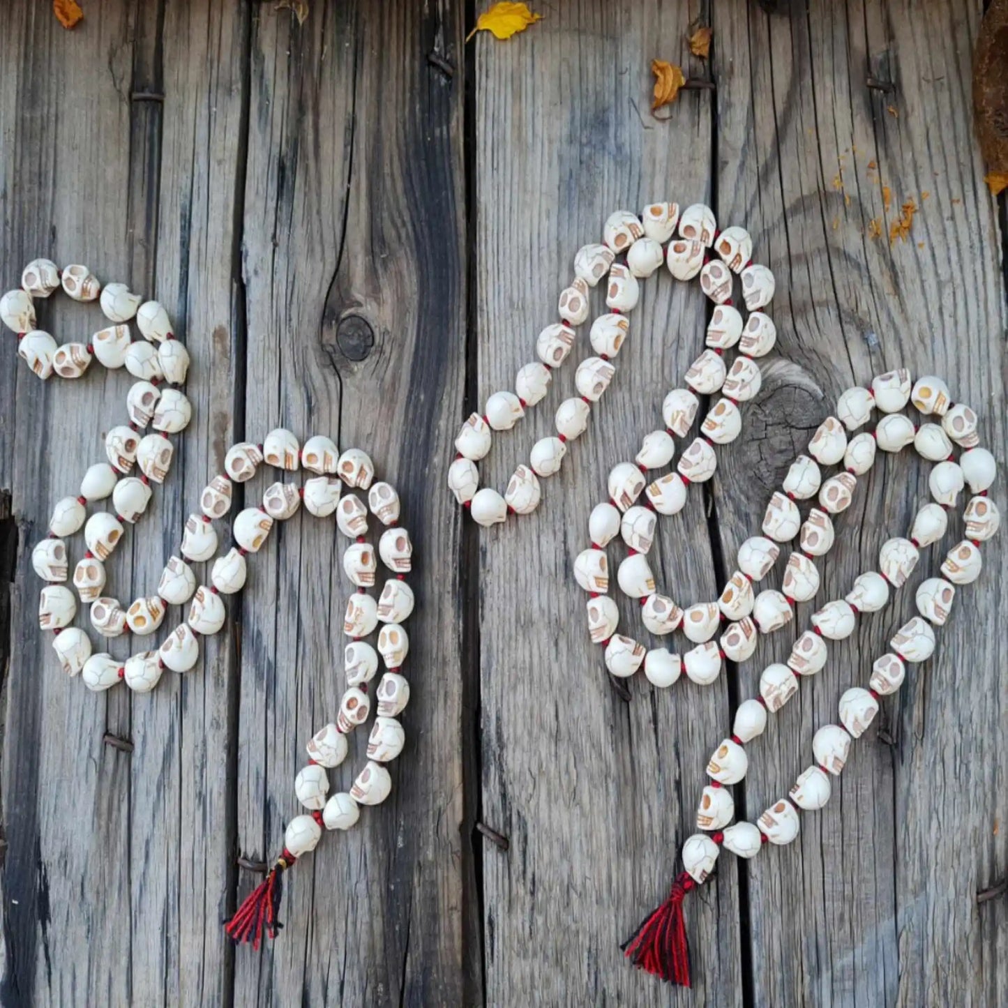 White Howlite Skull Bead Mala-ToShay.org