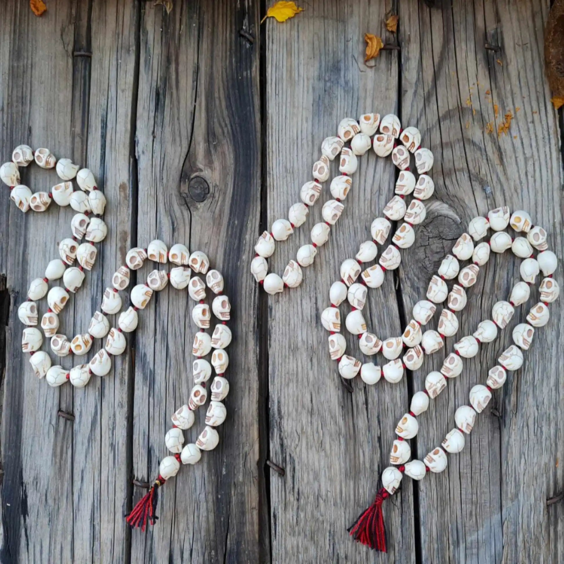 White Howlite Skull Bead Mala-ToShay.org
