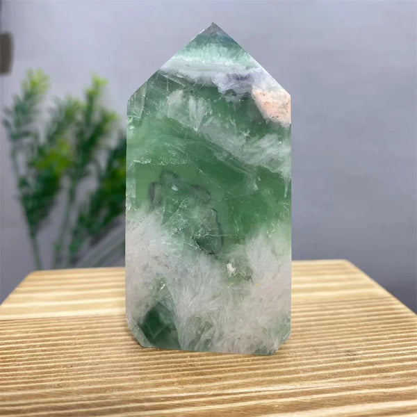 Green Feather Fluorite Wand-ToShay.org
