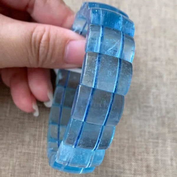Blue Aquamarine Bead Bracelet-ToShay.org