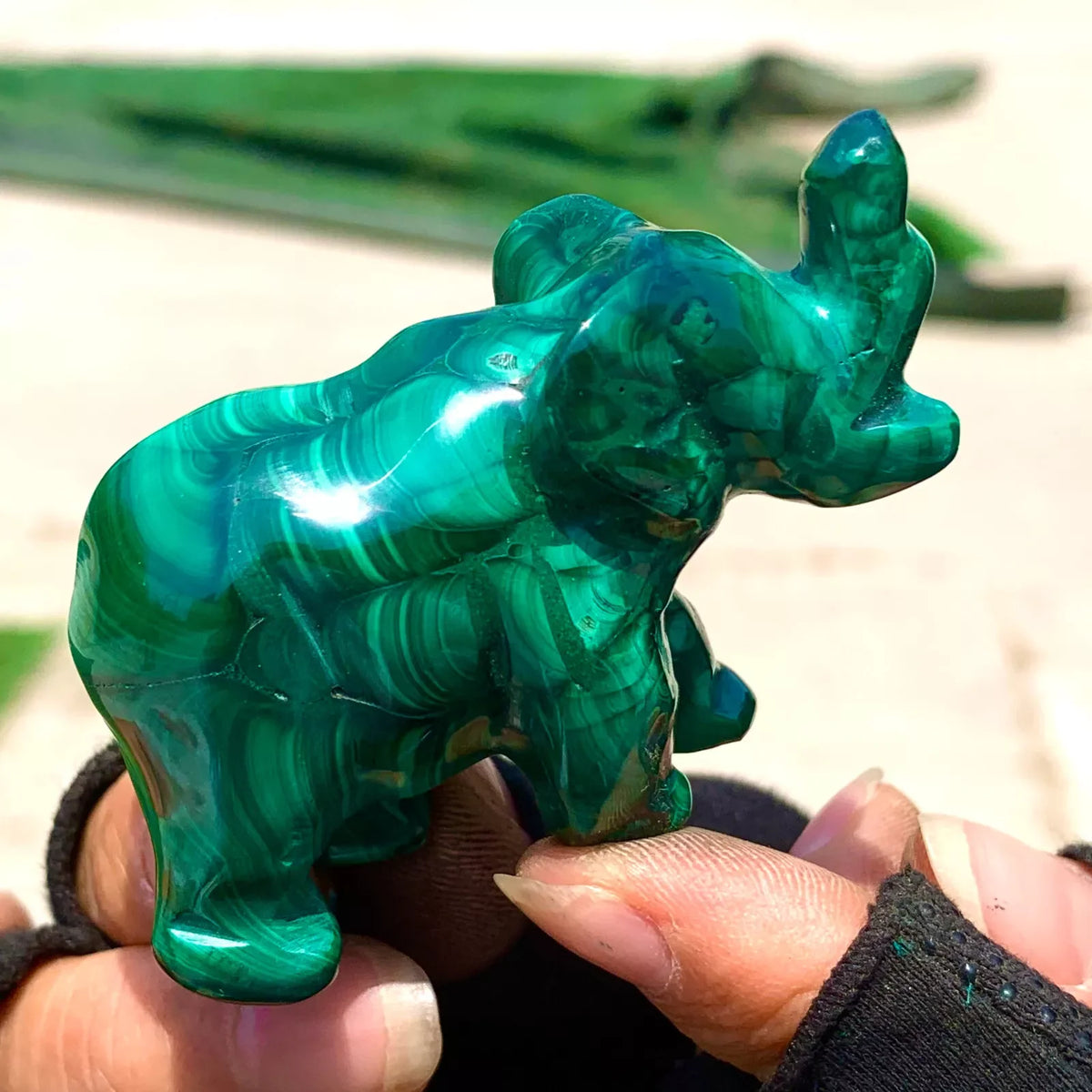 Green Malachite Elephant-ToShay.org