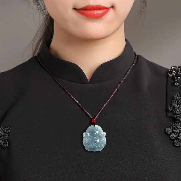 Blue Jadeite Fox Pendant-ToShay.org