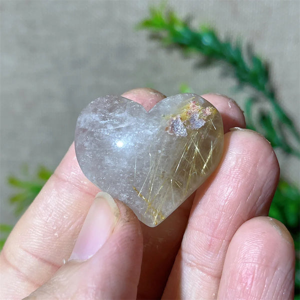 Gold Hair Rutile Quartz Heart-ToShay.org