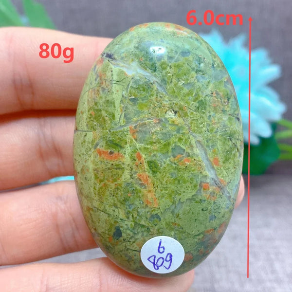 Green Unakite Palm Stone-ToShay.org
