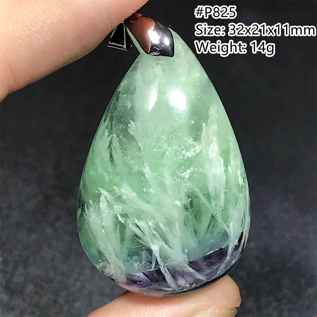 Green Feather Fluorite Pendant-ToShay.org