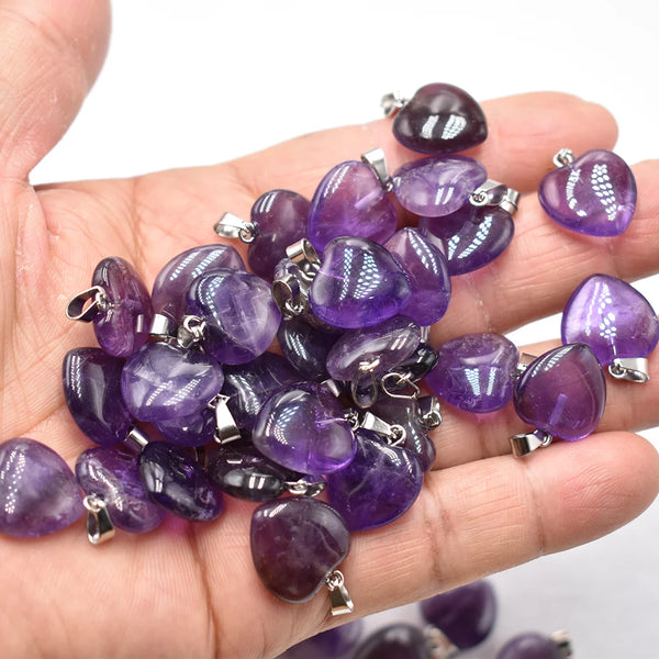 Purple Amethyst Heart Pendants-ToShay.org