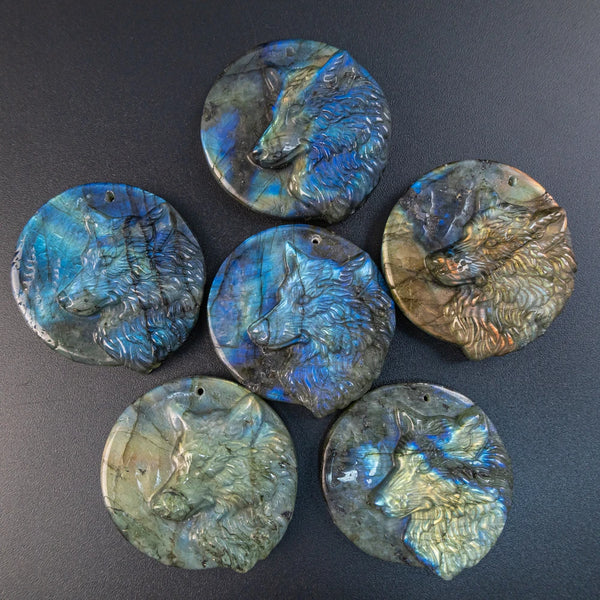 Blue Labradorite Wolf Plate-ToShay.org