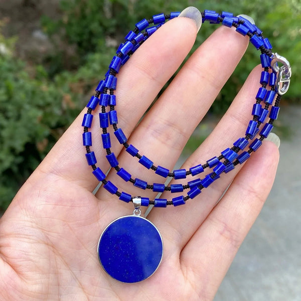 Blue Lapis Lazuli Pendant Necklace-ToShay.org