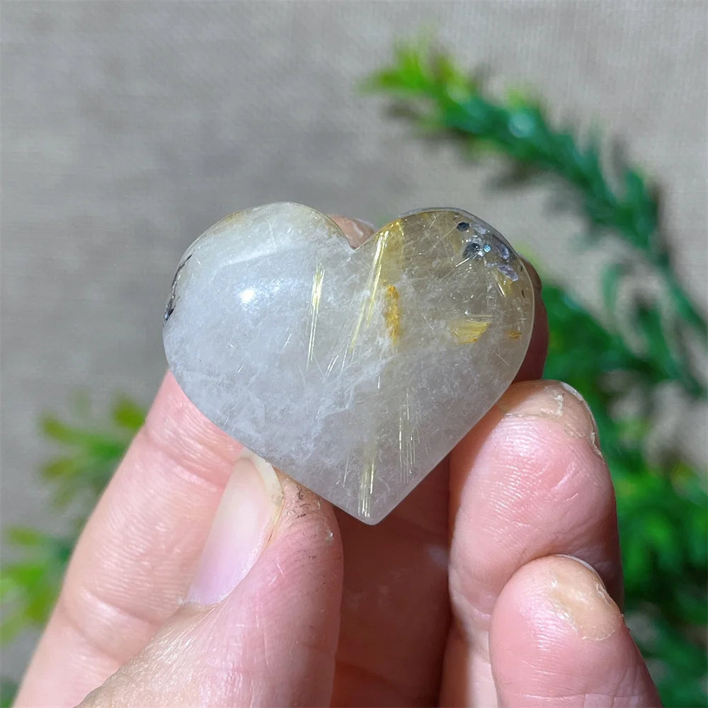 Gold Hair Rutile Quartz Heart-ToShay.org