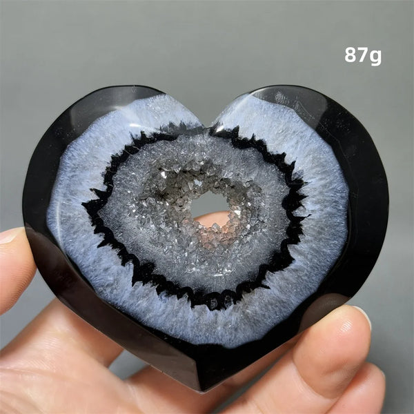 Black Agate Geode Heart-ToShay.org