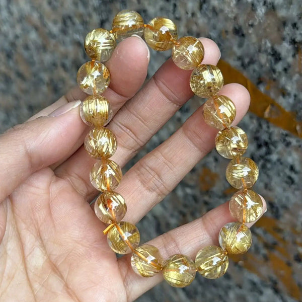 Gold Rutilated Quartz Bracelet-ToShay.org