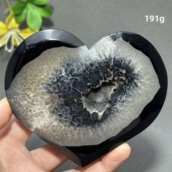 Black Agate Geode Heart-ToShay.org