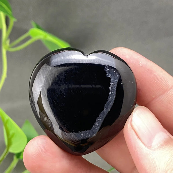 Black Agate Geode Heart-ToShay.org