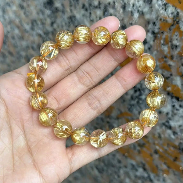 Gold Rutilated Quartz Bracelet-ToShay.org