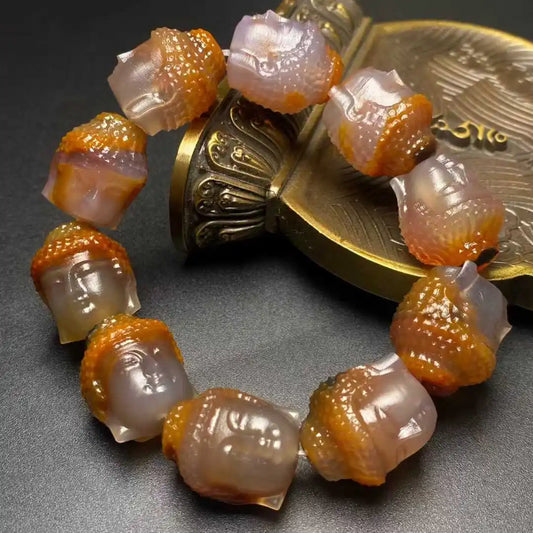 Orange Buddha Head Bracelets-ToShay.org