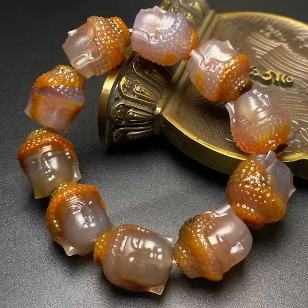 Orange Buddha Head Bracelets-ToShay.org