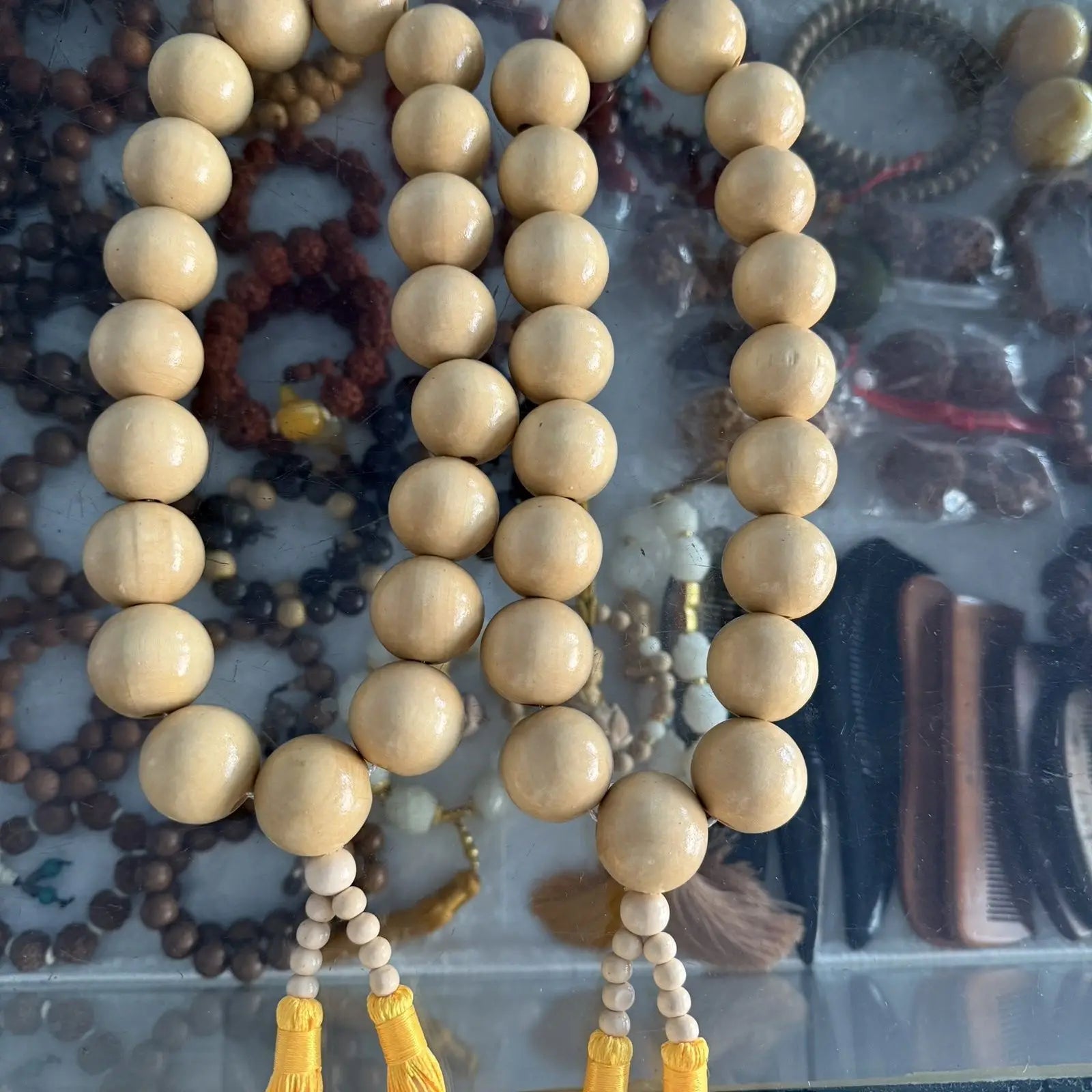White Peach Wood Monk Beads-ToShay.org