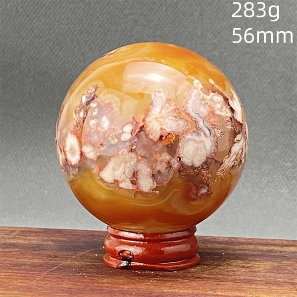 Red Cherry Blossom Agate Ball-ToShay.org