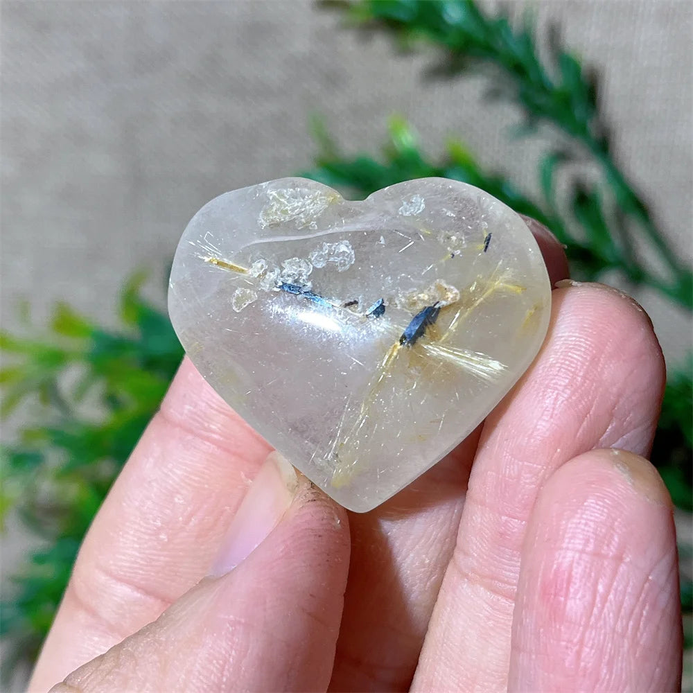 Gold Hair Rutile Quartz Heart-ToShay.org