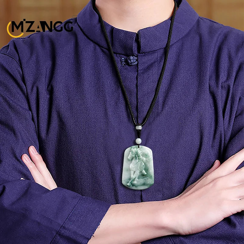 Green Jadeite Horse Pendant-ToShay.org
