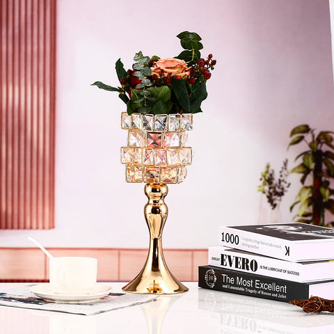 Gold Crystal Bead Candle Holder-ToShay.org