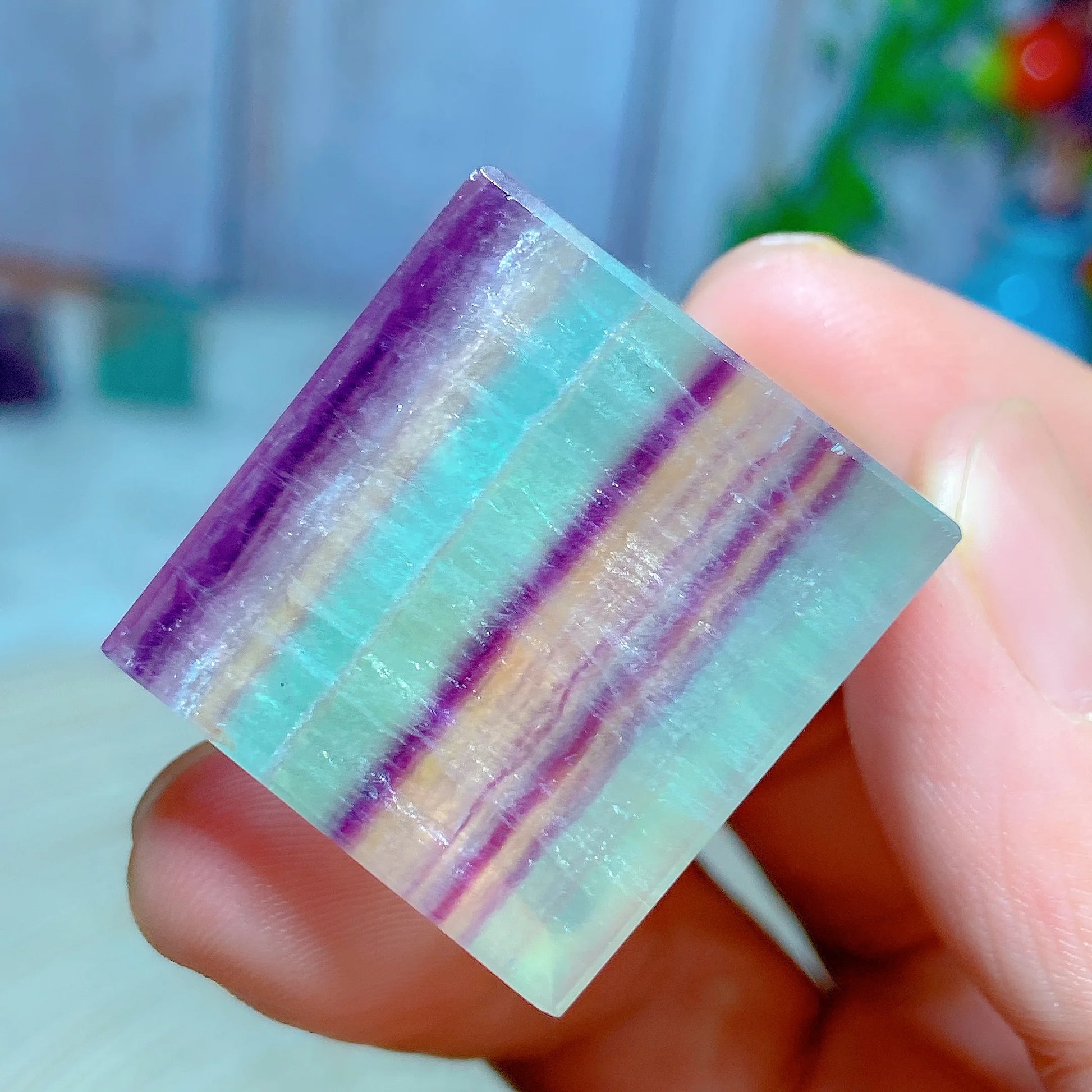 Rainbow Fluorite Cube-ToShay.org