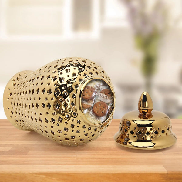 Gold Pierced Ceramic Vase-ToShay.org