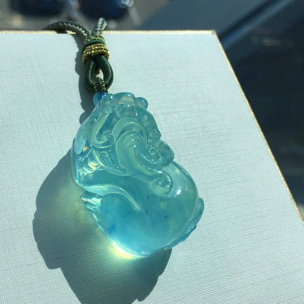 Blue Aquamarine Pixiu Necklace-ToShay.org