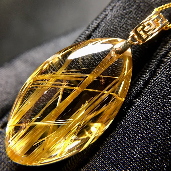 Gold Rutilated Quartz Pendant-ToShay.org