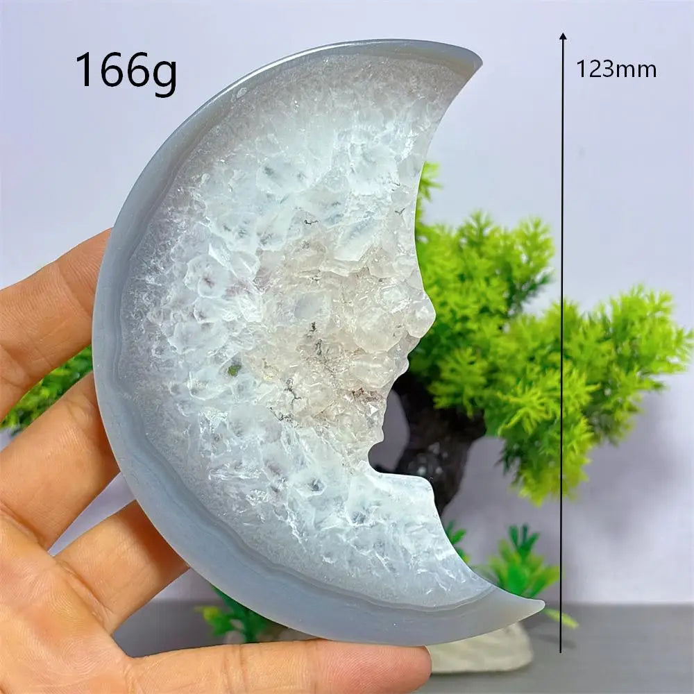 Grey Druzy Agate Moon Face-ToShay.org