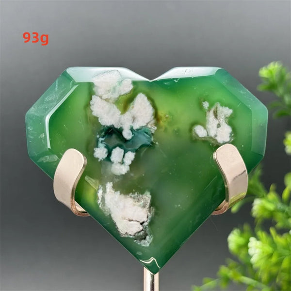 Green Cherry Blossom Agate Heart-ToShay.org
