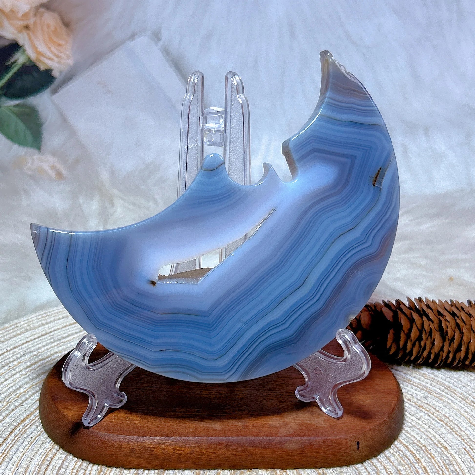 Blue Agate Moon Face-ToShay.org
