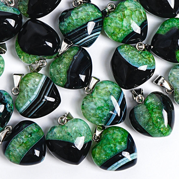 Green Black Agate Heart-ToShay.org