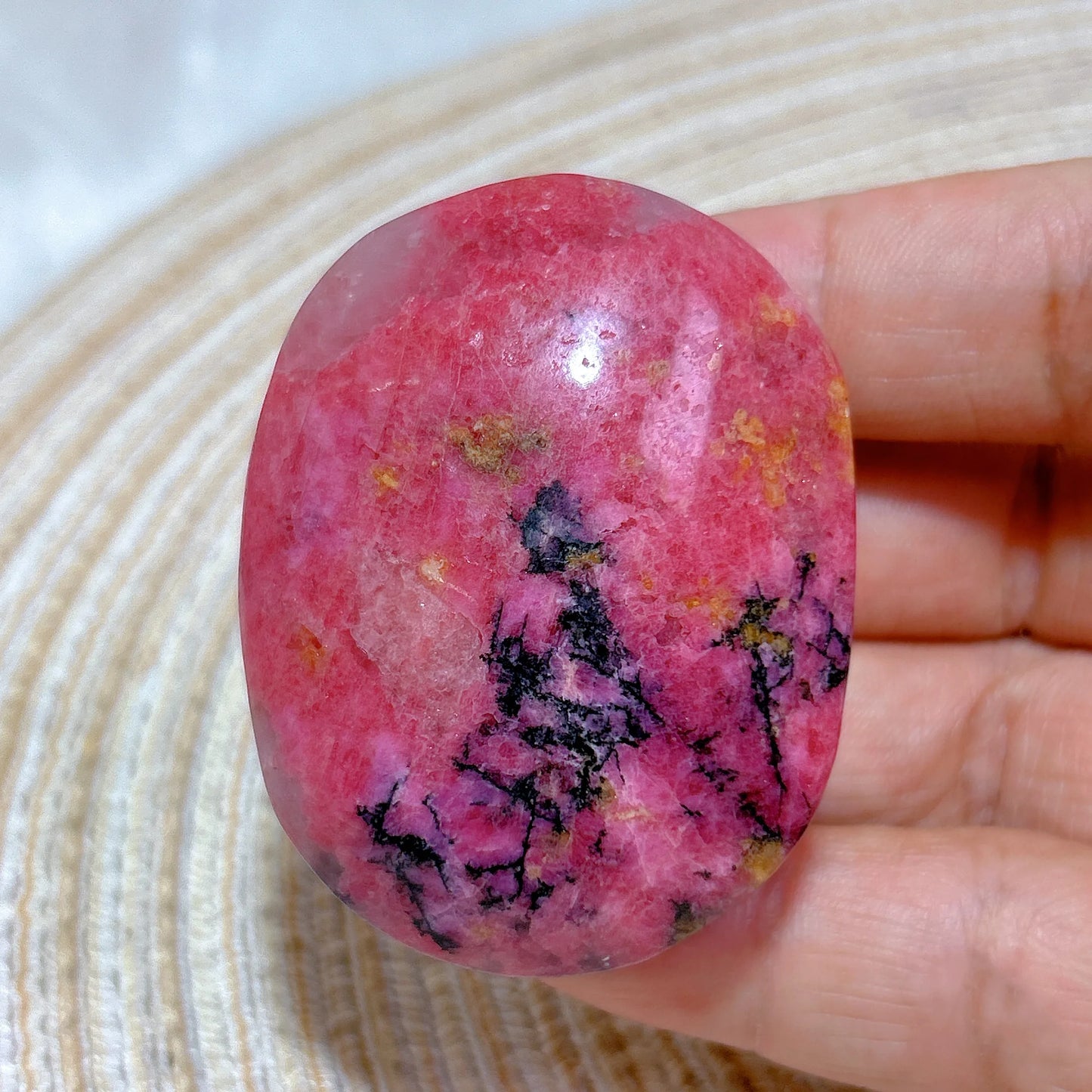 Pink Rhodonite Palm Stone-ToShay.org