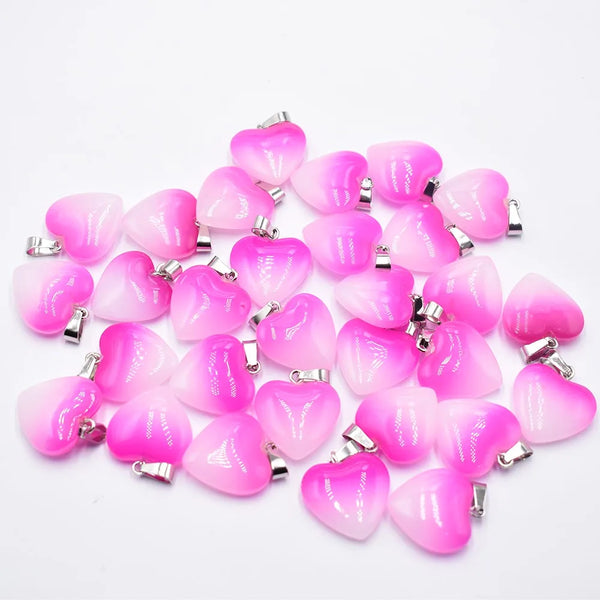 Mixed Glass Crystal Heart Pendants-ToShay.org