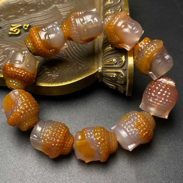 Orange Buddha Head Bracelets-ToShay.org
