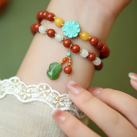 Red Agate Bead Bracelet-ToShay.org