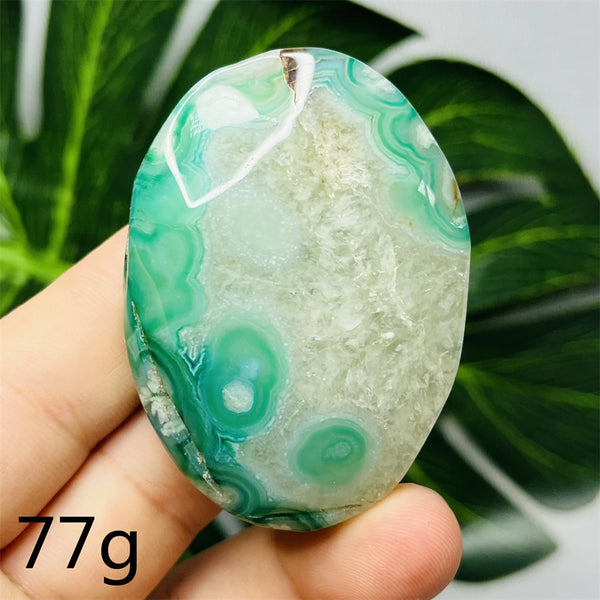 Green Flower Agate Palm Stone-ToShay.org